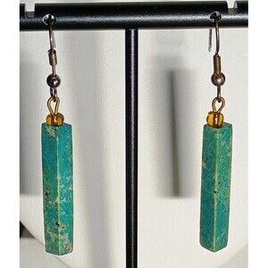 Turquoise Drop Vintage Silver Tone Earrings